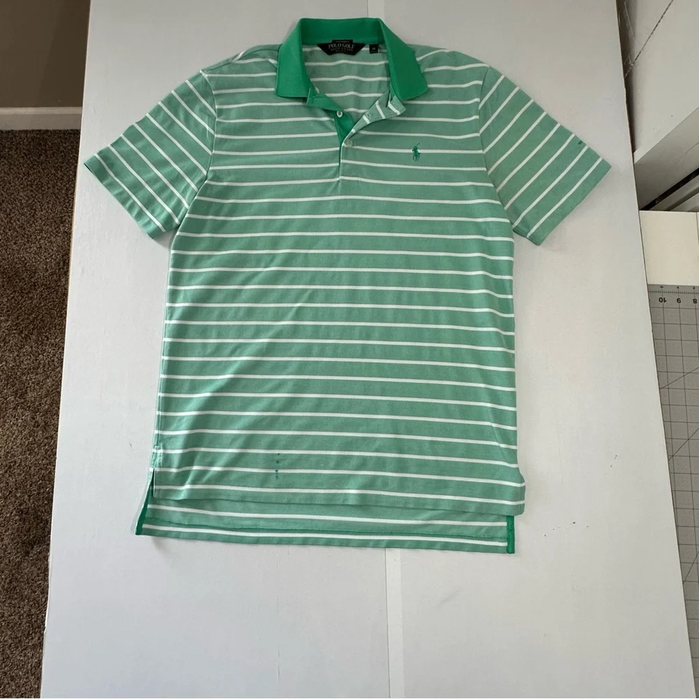 Polo golf performance Ralph‎ Lauren men’s M polo shirt green with white stripes